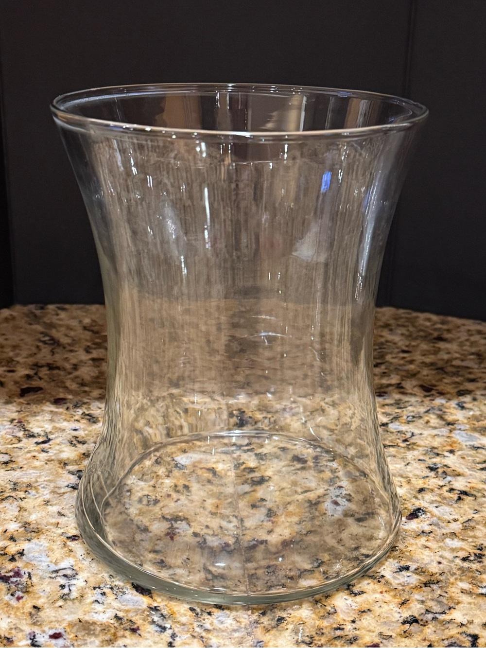 Clear Glass 8” Tall Flared Vase 6.5” Diameter Modern Home Accent:  Centerpiece